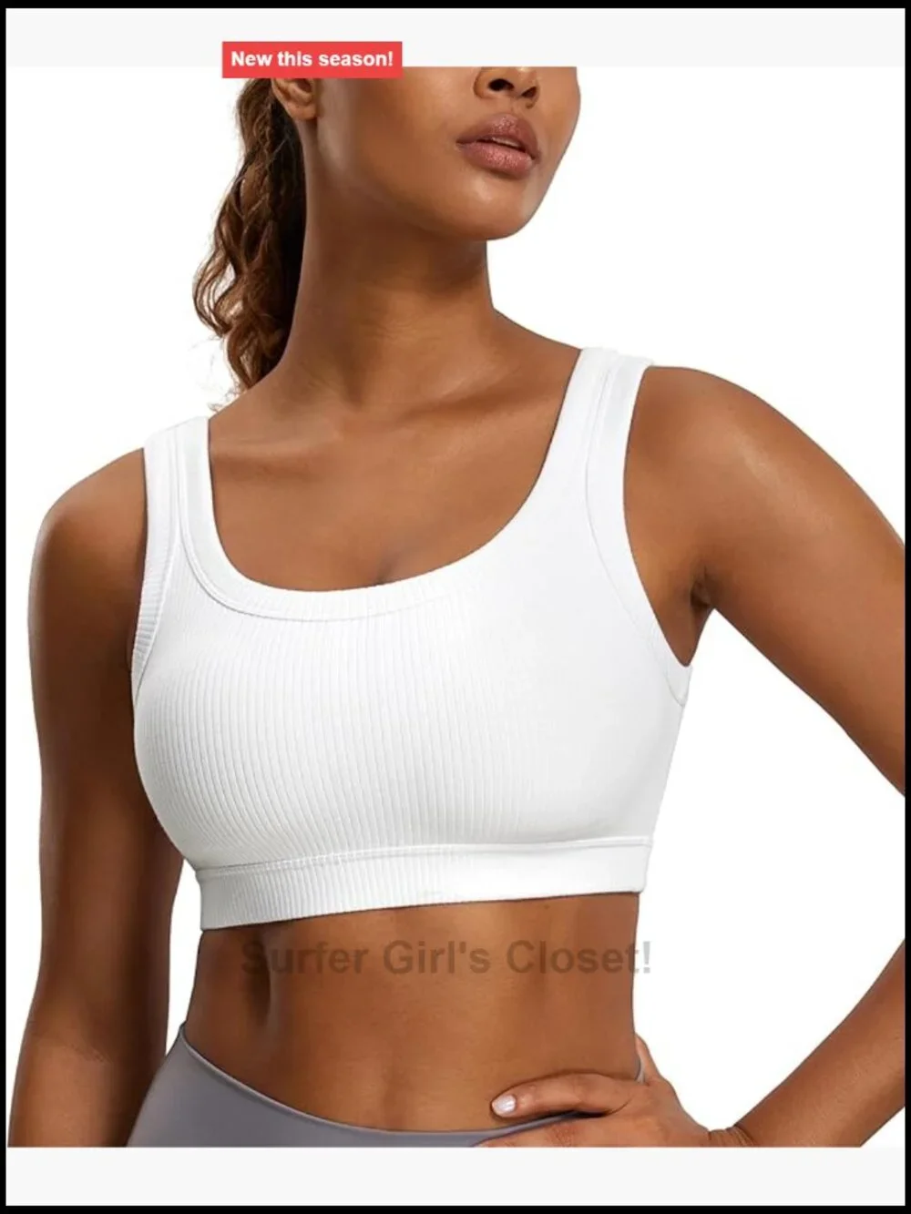 Ribbed U Neck Sports Bra Medium Support Buttery Soft